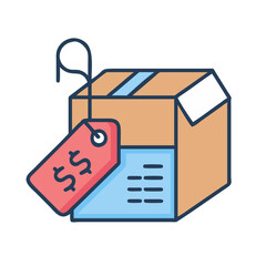 Box with Price Tag Icon Representing Shipping and Delivery Costs