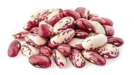 Pile Of Red And White Speckled Beans Isolated On White Background