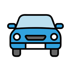 Front View Car Icon Representing Automobile Illustration and Vehicle Design