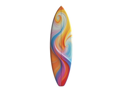 Colorful surfboard isolated isolated over png transparent background