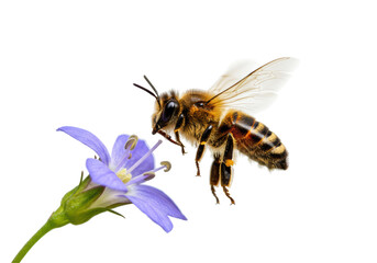 Isolated Honey Bee and Flower