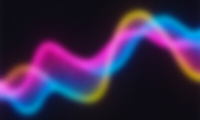 abstract colorful shape in dark background- texture, grain, noise, wallpaper, poster, backdrop, banner- pink, blue, yellow, black