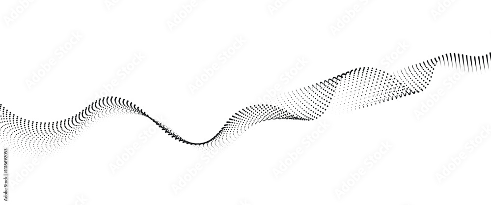 Fototapete flowing dot wave halftone gradient pattern on transparent background