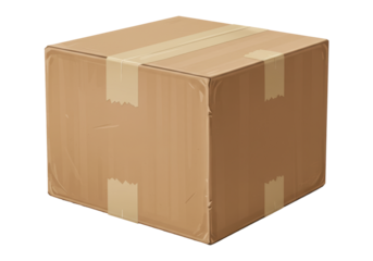 Isolated Cardboard Box Sealed with Tape
