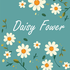 Cute Daisy Flower Background Illustration with Vintage Style