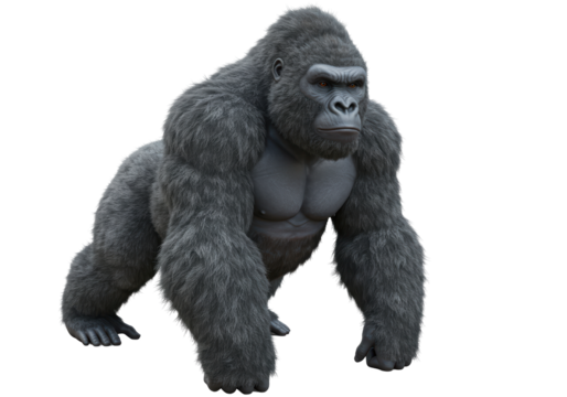Isolated Powerful Silverback Gorilla Stance