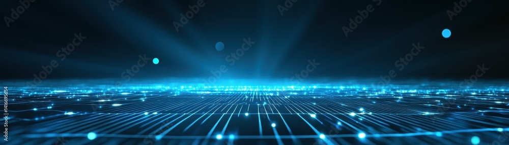 Aufkleber abstract technology backdrop shows a futuristic digital circuit board with light streaks emanating u