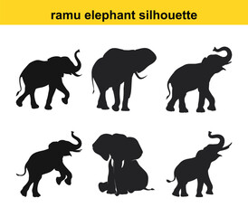 Obraz premium Collection Of Elephant Silhouettes Isolated On White Background African Wildlife Vector Design