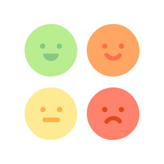 Happy and sad face emoji icon. Healthcare, mood, feeling, mental health concepts. Flat cartoon vector design isolated illustration.