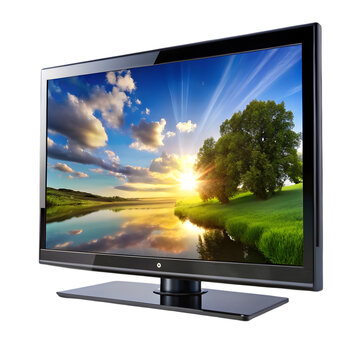 Closeup of flatscreen television on white backdrop Isolated On White Background
