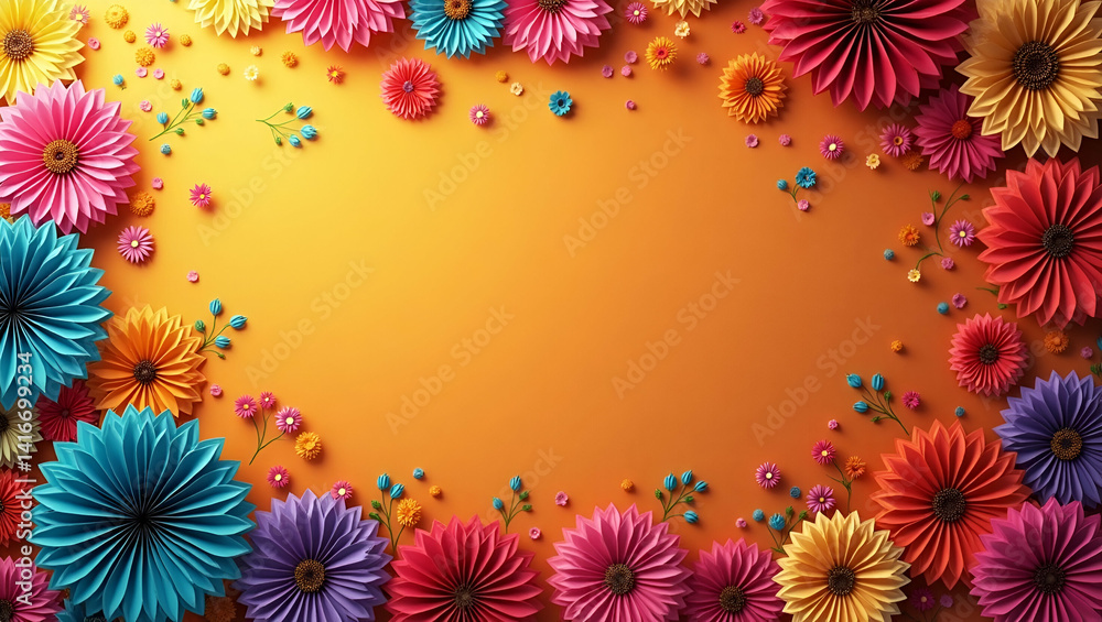 Poster produce dynamic colorful decorations visuals displaying intricate design elements festive color pale