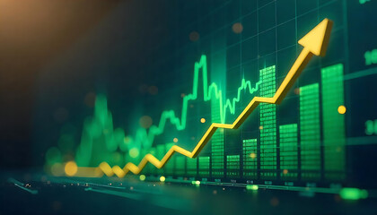 Increase in electricity prices on the world market. Green energy in full development.Investment finance chart,stock market business and exchange financial growth graph.
