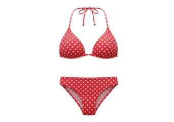 Isolated Red and White Polka Dot Bikini Set