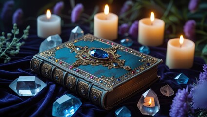 Mystical Book and Candles