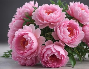 Elegant pink peony bouquet, soft focus background , macro, nature