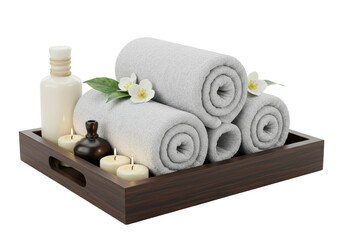 Isolated Spa Arrangement with Towels and Candles