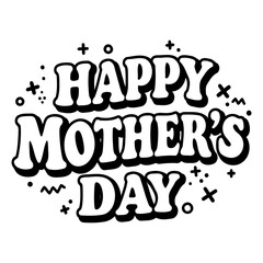 Bold, playful typography celebrating Mother's Day.  Retro comic style with 3D effect lettering.  Suitable for advertising or editorial design.