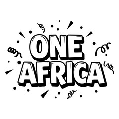 Bold, stylized graphic of "One Africa" suitable for marketing or educational materials.  Use for posters, social media, or website banners.