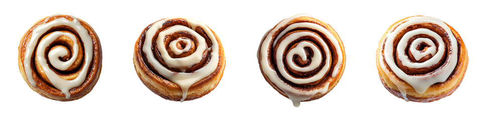 Fototapeta premium Freshly baked cinnamon rolls with swirled icing
