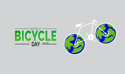 World bicycle day holiday design. Perfect for banners, posters, greeting cards, and social media. Includes colorful illustration and elegant typography for a joyful and professional look