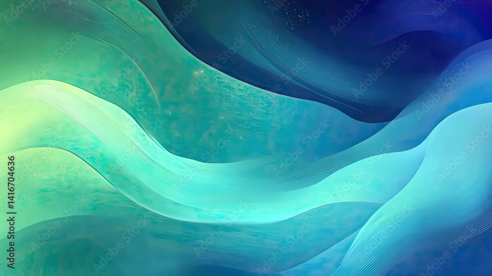 Poster vibrant abstract waves of color dynamic fusion of warm and cool tones with smooth textures, evoking 