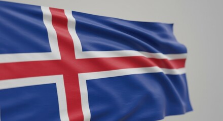 Fototapeta premium Icelandic Flag Waving in the Wind A Stunning Display of National Pride