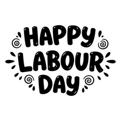 Bold, playful typography celebrating Labour Day.  Fun, decorative elements enhance the cheerful message.  Ideal for posters, merchandise, or social media.