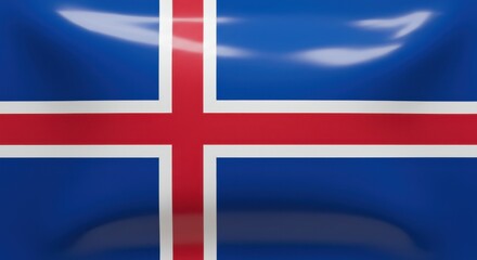 Fototapeta premium Icelandic National Flag: A Stunning Display of Blue, Red, and White
