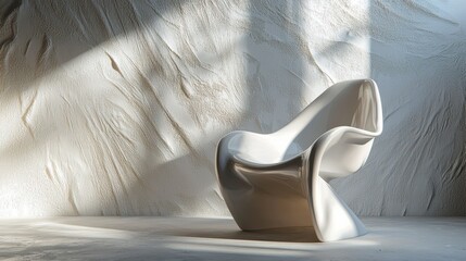 Abstract white sculpture in modern minimalist space