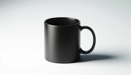 Fototapeta premium Black Mug Mockup - White Cup for Branding and Logo Placement - Product Design for Identity - White Drink Cup in Studio Environment - Background for Promotional Material - Mock-up for Presentation