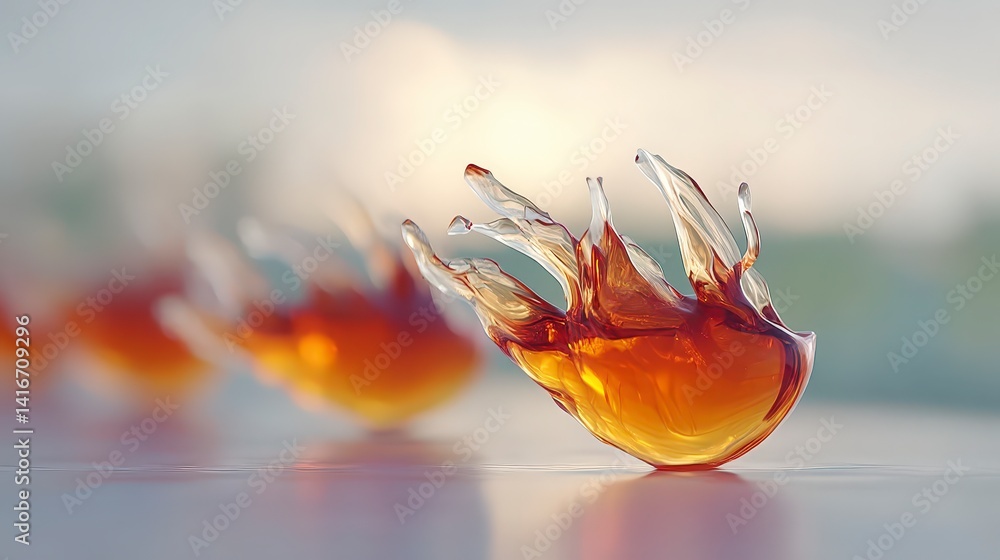 Poster Abstract Orange Liquid Splash  3D Render  Swirling  Flowing  Dynamic  High Resolution