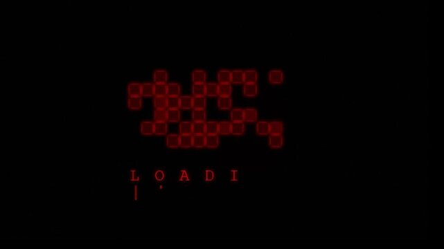 Dark Horror Pixel Loading Animation With Glitching Red Static Dripping Blood Text and Haunted VHS Static Effects Inspired by Retro Survival Horror Game UI on Black Background