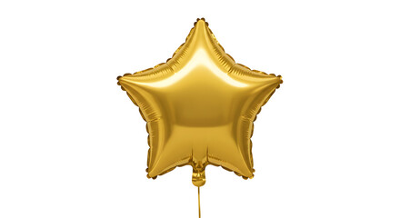 Gold Star Shaped Foil Balloon on Transparent Background