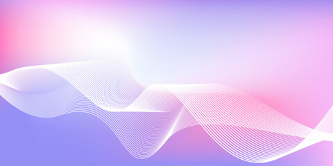 Abstract blue and pink gradient background with shining lines waves. Minimalist pastel color background for banner, poster, cover, brochure, flyer, website