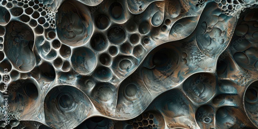 Poster wavy blue abstract texture with layered shapes. background image of 3d rendering artwork of curve li
