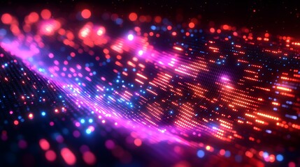 Obraz premium Vibrant digital wave of glowing lines and particles.