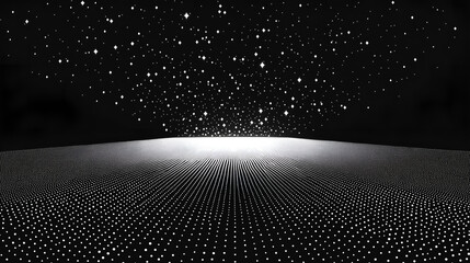 A Symphony of Pixels: Witness the mesmerizing beauty of a vast field of digital pixels illuminated against a dark canvas, a modern take on the cosmos. 