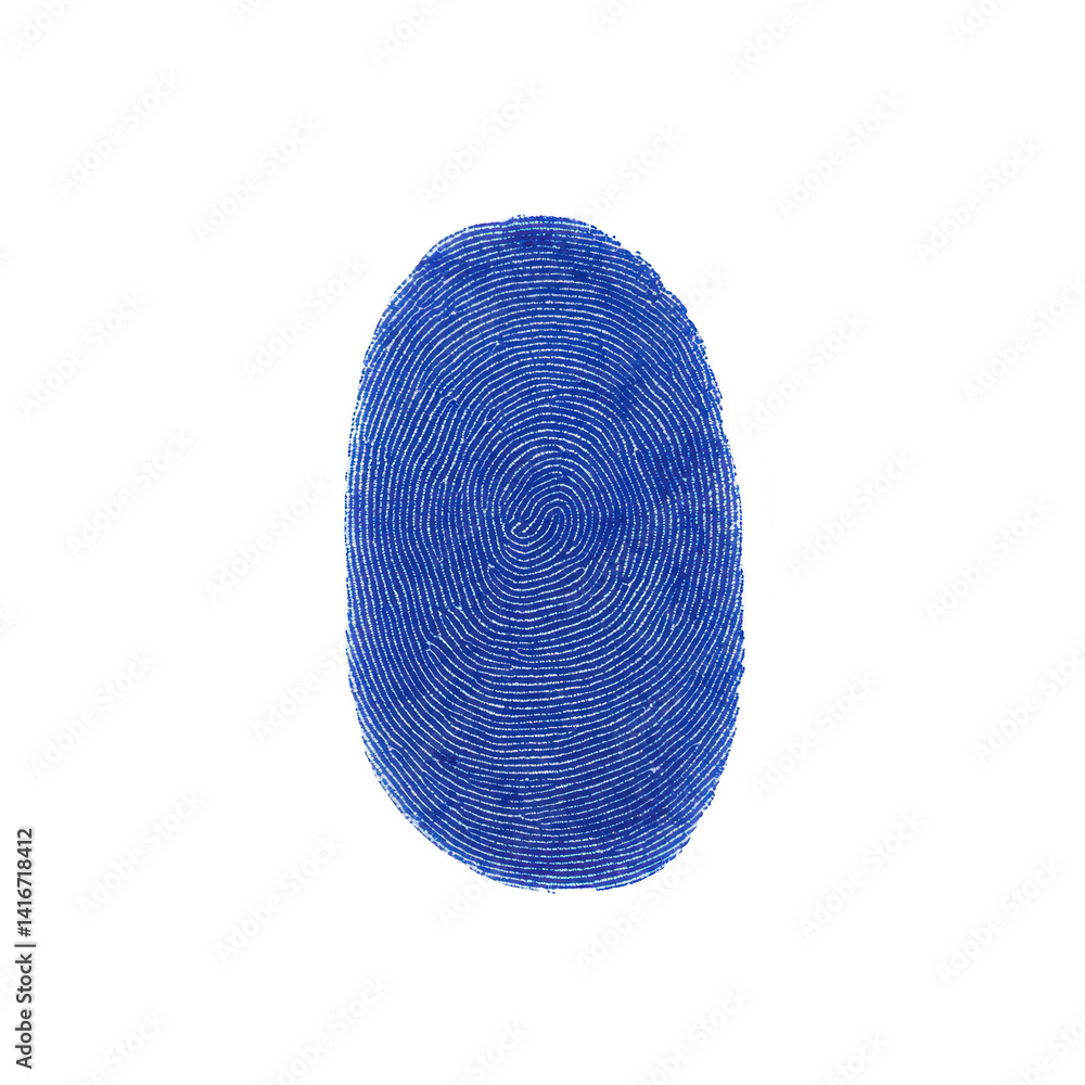 Poster blue fingerprint transparency background showcases intricate patterns and unique swirls, symbolizing