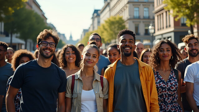 Dynamic Diversity Empowerment: Transformative Activist Initiatives & Collective Action for Social Equity in Urban Landscapes - Photo Stock Concept with Left Space