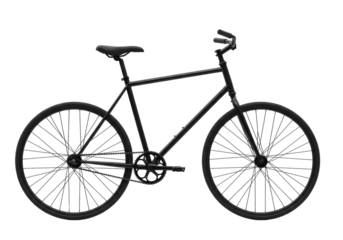 Isolated Black Urban Bicycle for Commuting and Fitness