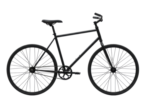 Isolated Black Urban Bicycle for Commuting and Fitness