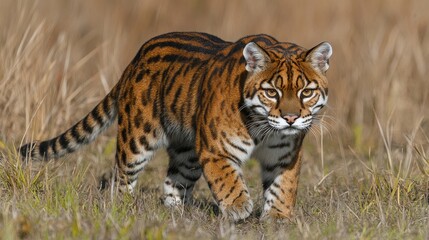 Obraz premium MajesticAmurTigerStalkingThroughTallGrassWildlifeHabitatconservationandendangeredspeciesawarenessstrikingimageofnaturalbeautyinthewilderness