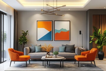Frame Mockup ISO A Paper Size Living Room Wall Design