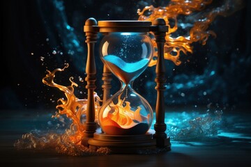 Hourglass with Flowing Fire and Water Time Passing Concept Art