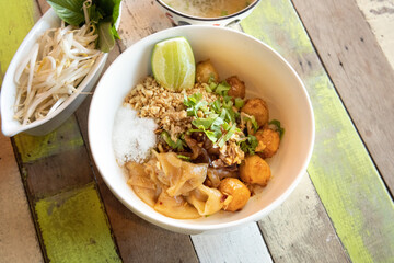 Delicious vietnamese noodles close-up food photography in a cozy setting