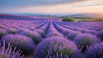 Fototapeta premium Lavender Field at Sunset