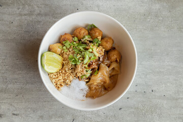 Delicious noodle soup experience street vendor food urban close-up culinary delight