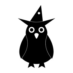 A cute cartoon owl, a bird of the night with big eyes, is a funny animal vector illustration