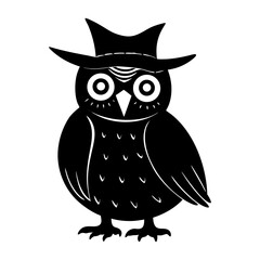 A cute brown cartoon owl vector illustration with big eyes sits wisely on a branch, its feather detailed in a nature-inspired design