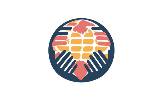 A stylized globe with equal hands around it, symbolizing unity and equality Isolated on transparent background.